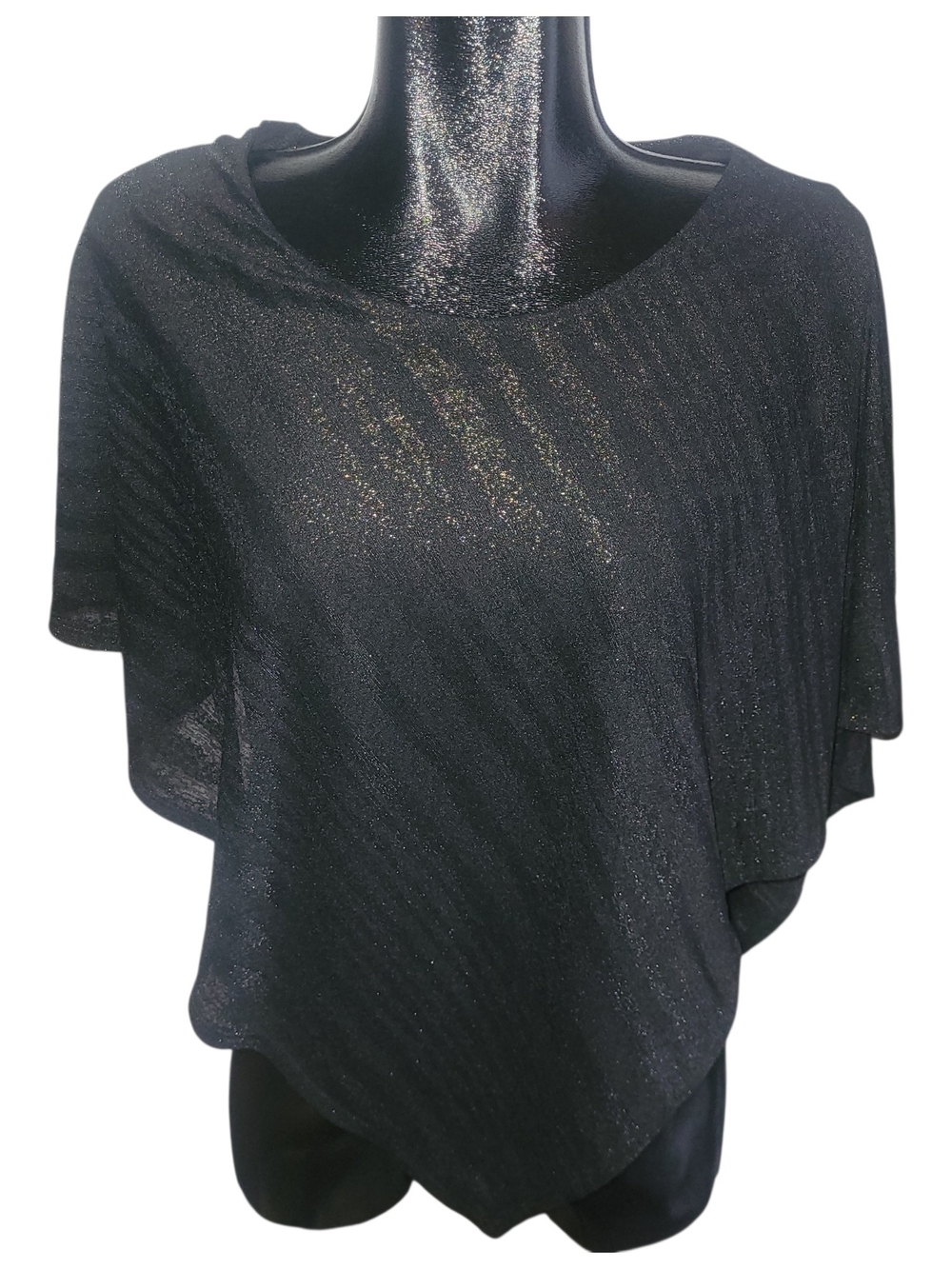 Laura Petites Black Short Sleeve Asymmetric Hemline Top Size S